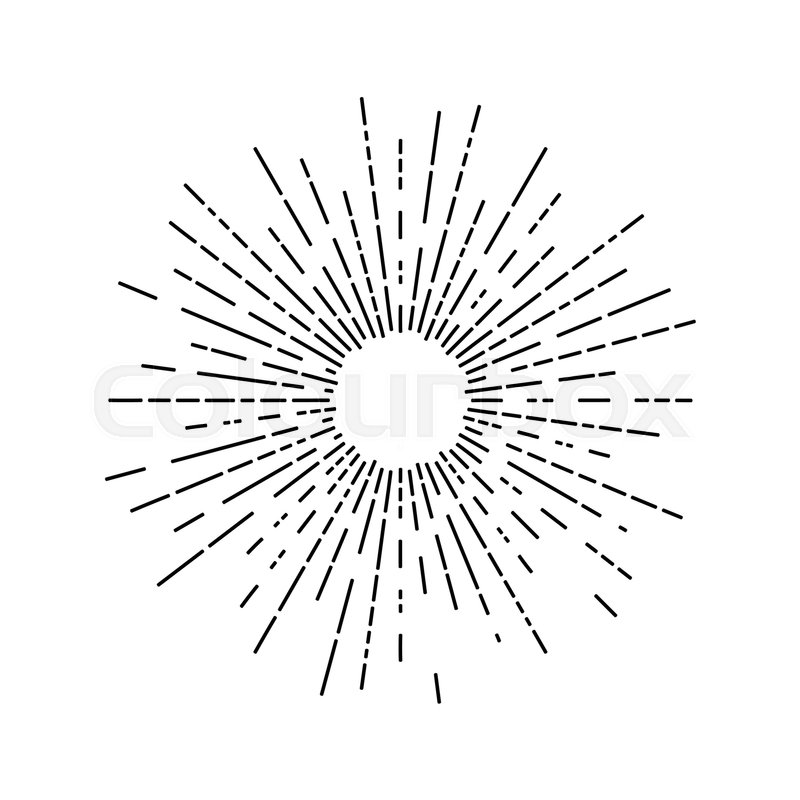 800x800 Linear Drawing Of Rays Of The Sun. Light Rays Of Burst. Vintage