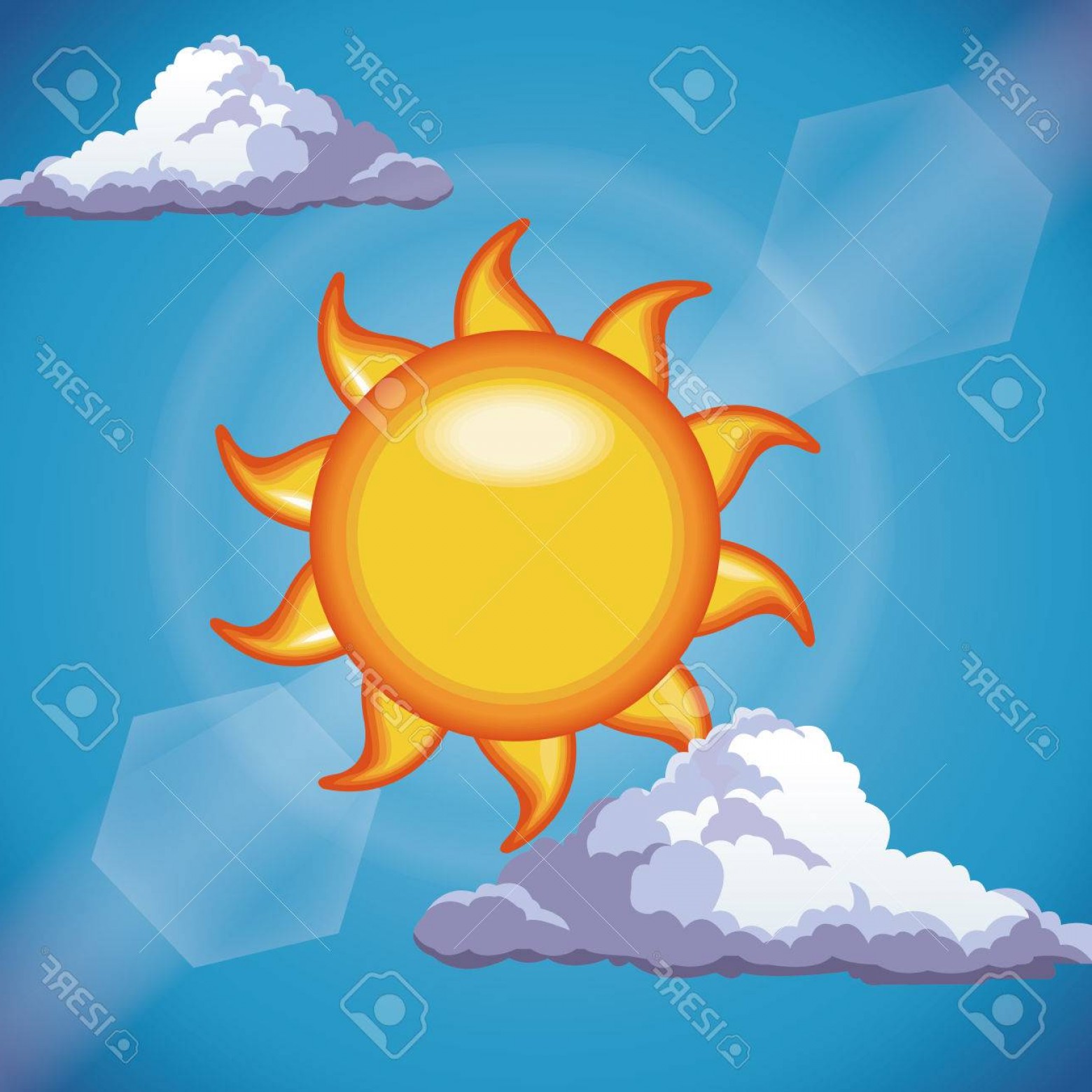 1560x1560 Photostock Vector Funny Sun Shine Clouds Sky Light Vector