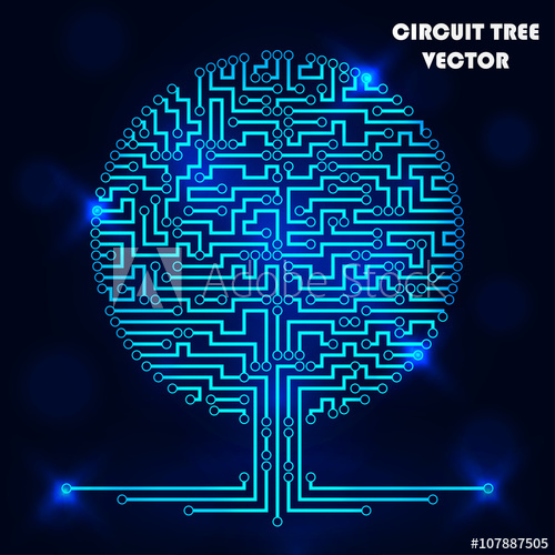 500x500 Computer Circuit Scheme Tree. Technology Icon. Network Concept