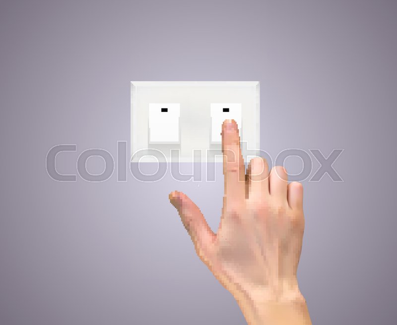 800x656 Realistic 3d Silhouette Of Hand With Light Switch Vector