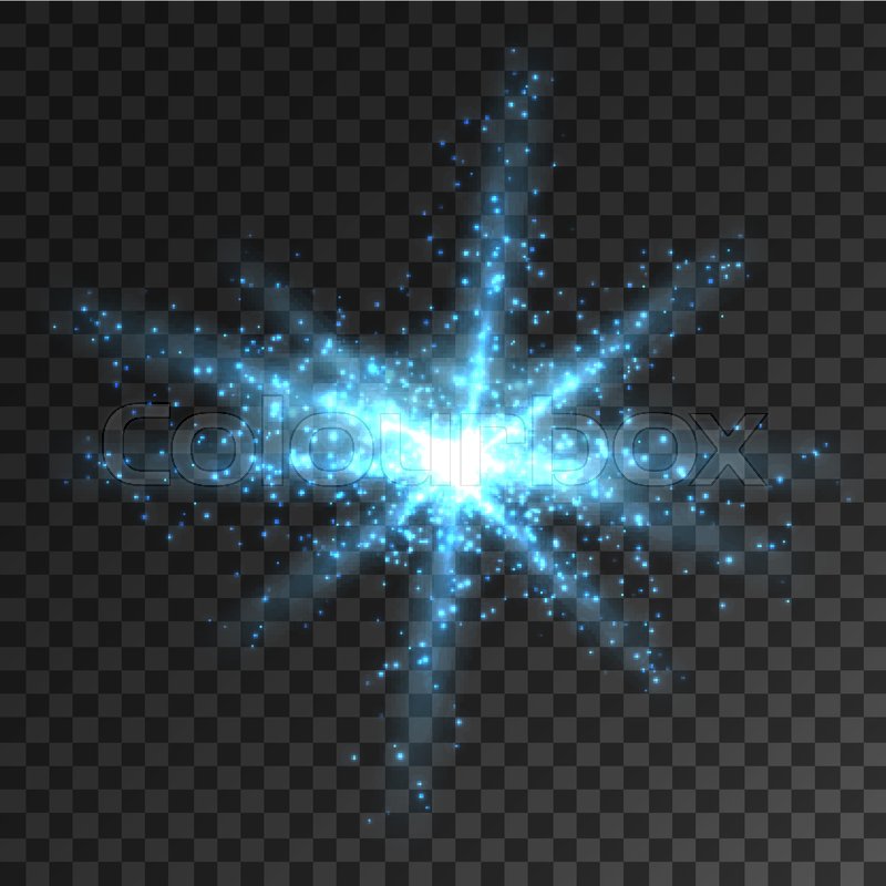 800x800 Glowing Flash Of Light. Vector Shining Star Rays. Blue Glitter
