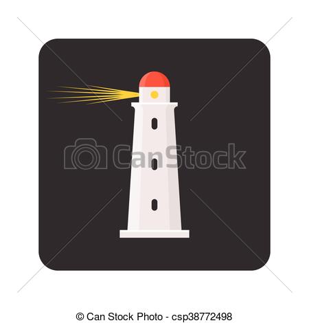 450x470 Vector Lighthouse Icon, Flat Design.