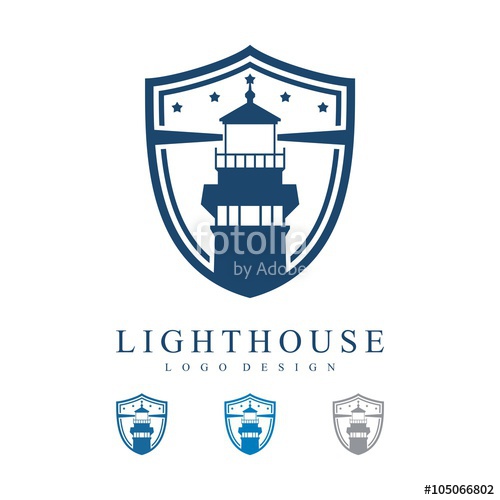 500x500 Lighthouse Shield With Star Design Logo Stock Image And Royalty