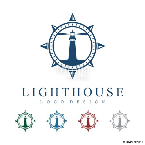 500x500 Lighthouse, Compass, Circle Logo Design Template Stock Image And