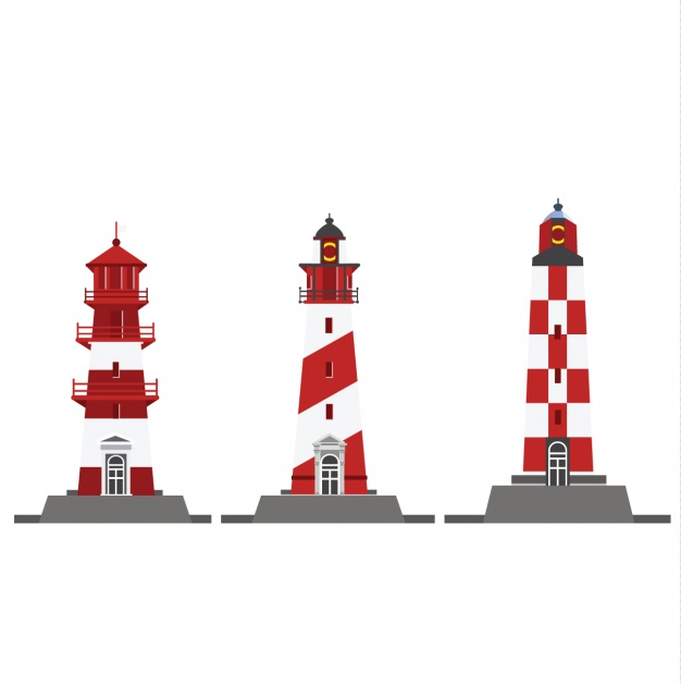 626x628 Coloured Lighthouse Collection Vector Free Download