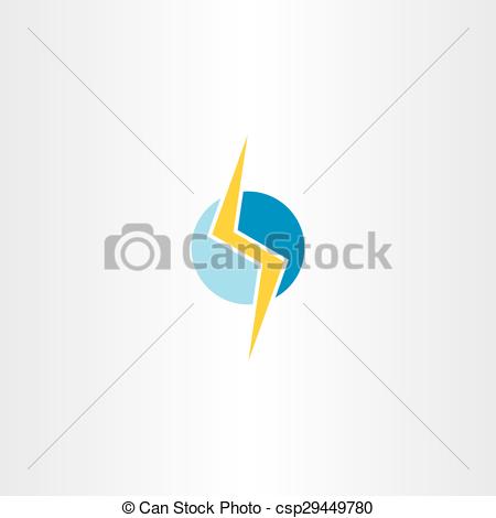 450x470 Lighting Bolt Vector Yellow Blue Logo Symbol Design.