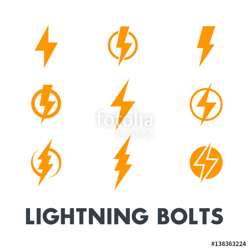 500x500 Lightning Bolt Vector Signs, Icons Isolated Over White Stock