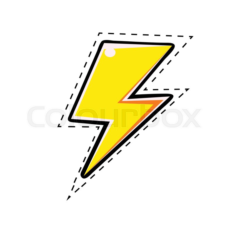 800x800 Yellow Electric Lightning Bolt, Vector Comic Illustration In Pop
