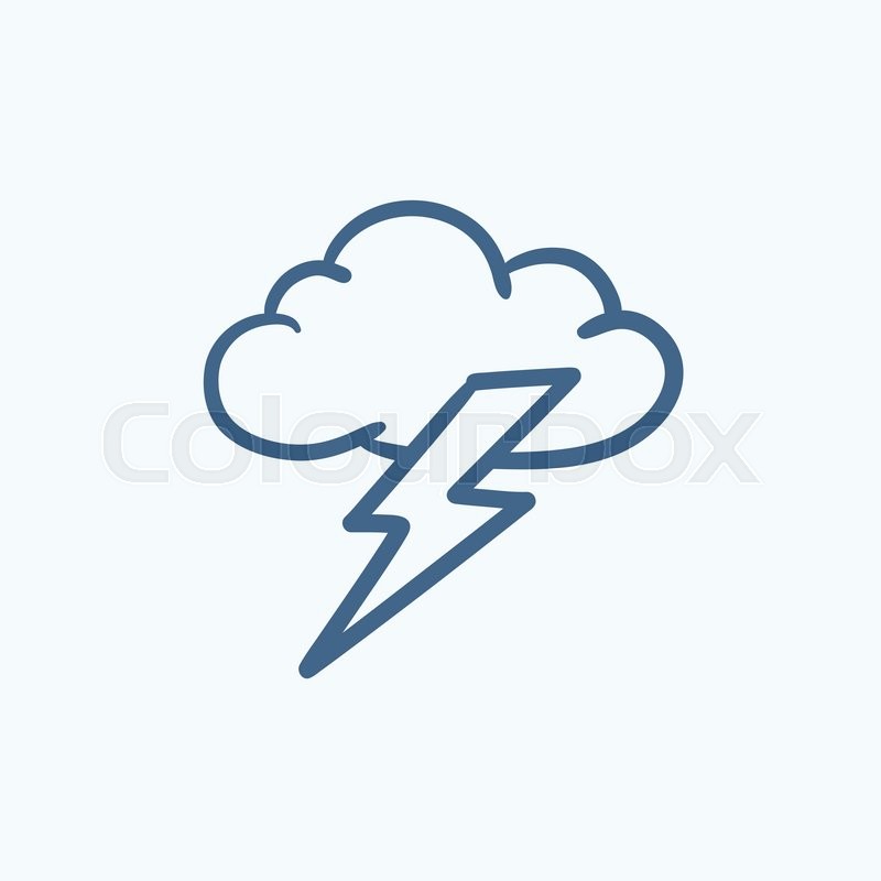800x800 Cloud And Lightning Bolt Vector Sketch Icon Isolated On Background