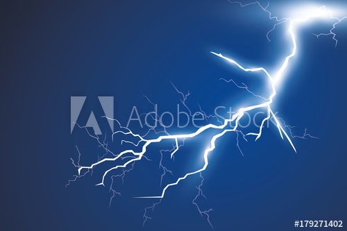 500x333 Lightning And Thunder Bolt, Glow And Sparkle Effect, Vector Art