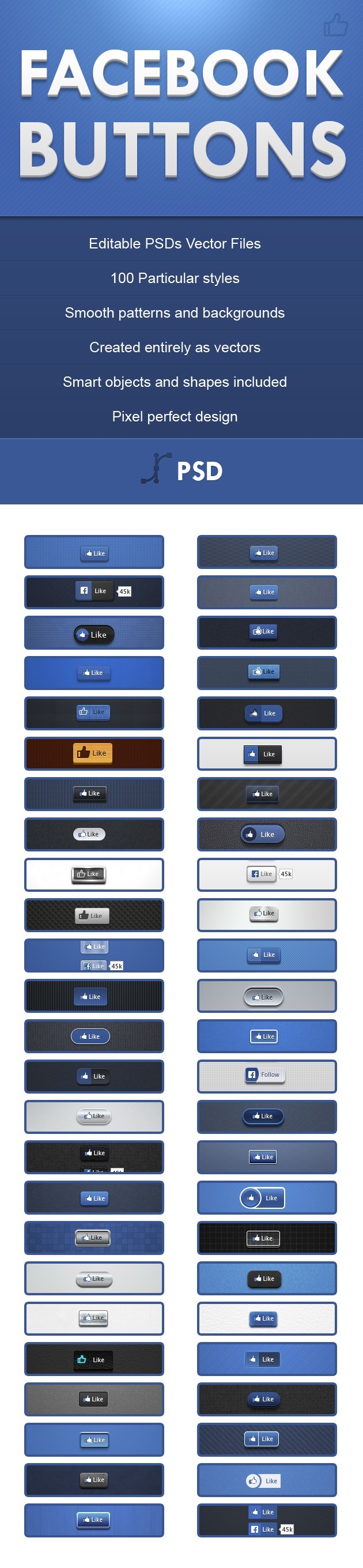 630x2720 600 Facebook Buttons Editable Vector Psd