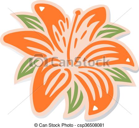 450x417 Orange Lily Isolated On White Background (Vector Illustration)