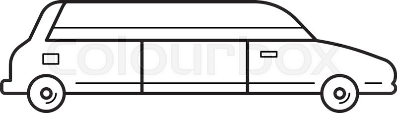 800x228 Limousine Vector Line Icon Isolated On White Background. Wedding