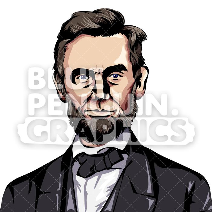 700x700 Abraham Lincoln Vector Cartoon Clipart Illustration Blue Penguin