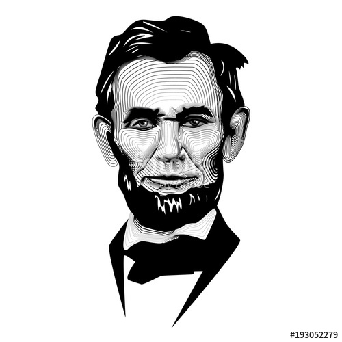 500x500 Historic Black White Monochrome Vector Line Art President Abraham