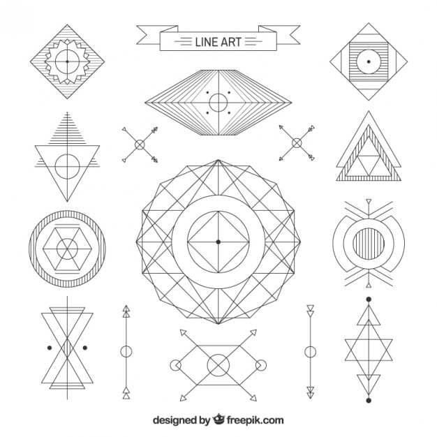 626x626 Line Art With Abstract Shapes Vector Free Download