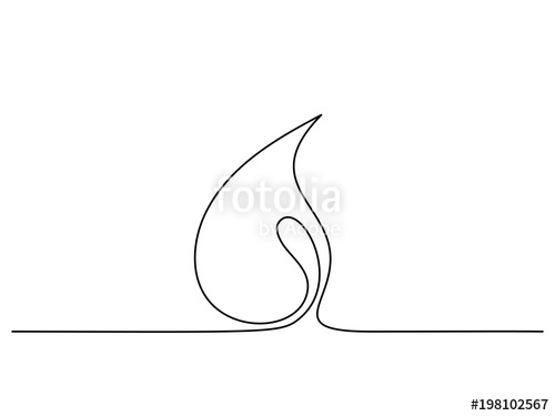 500x375 Water Or Blood Drop. Continuous Line Drawing. Vector Illustration