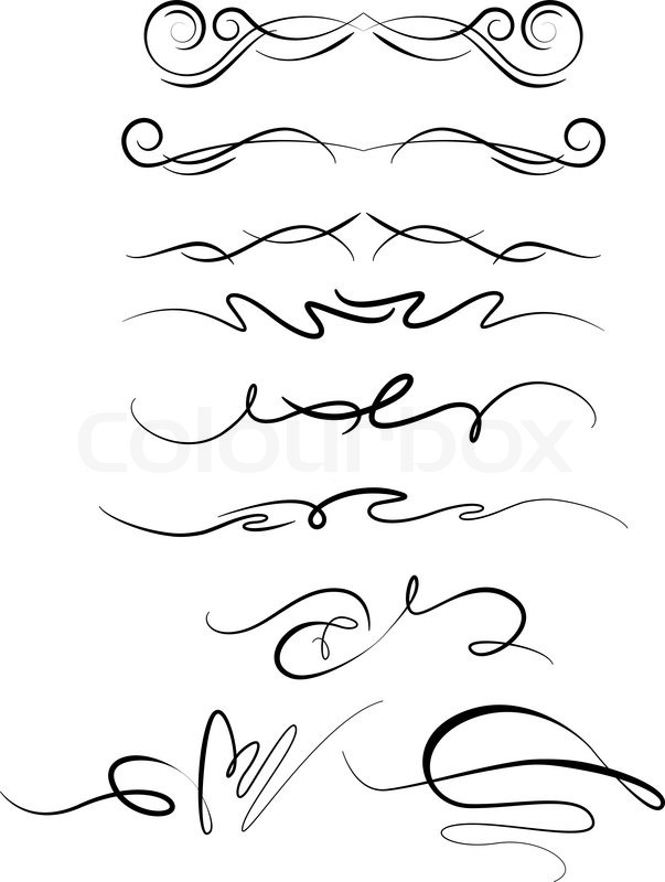 603x800 Four Swirl Abstract Branches Of Abstract Plants Stock Vector