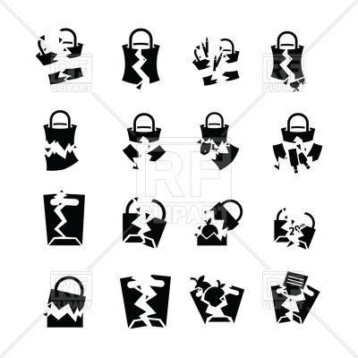 400x400 Shopping Bags Set, Break Vector Image Vector Artwork Of Icons