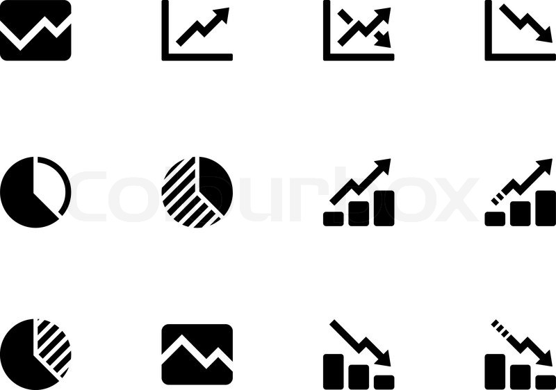 800x562 Line Chart And Diagram Icons On White Background. Vector
