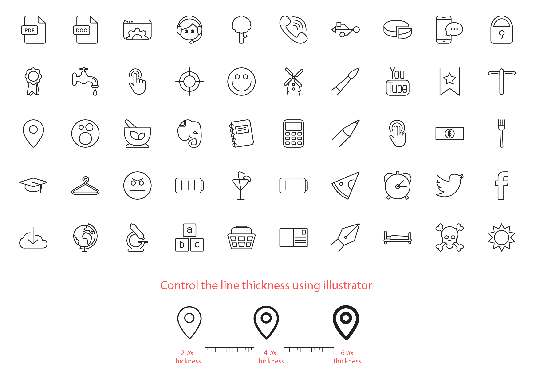 2280x1612 Free Vector Line Icons Set