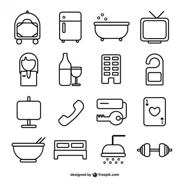 626x626 Hotel Room Line Icons Vector Free Download