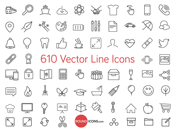 600x450 610 Vector Line Icons Set On Behance