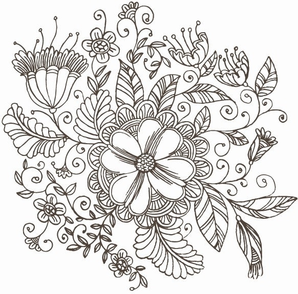 582x575 Line Drawing Swirl Flower Pattern Vector Graphic Free Vector In