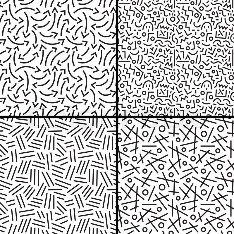 800x800 Set Seamless Vector Patterns With Lines , Design Elements Stock