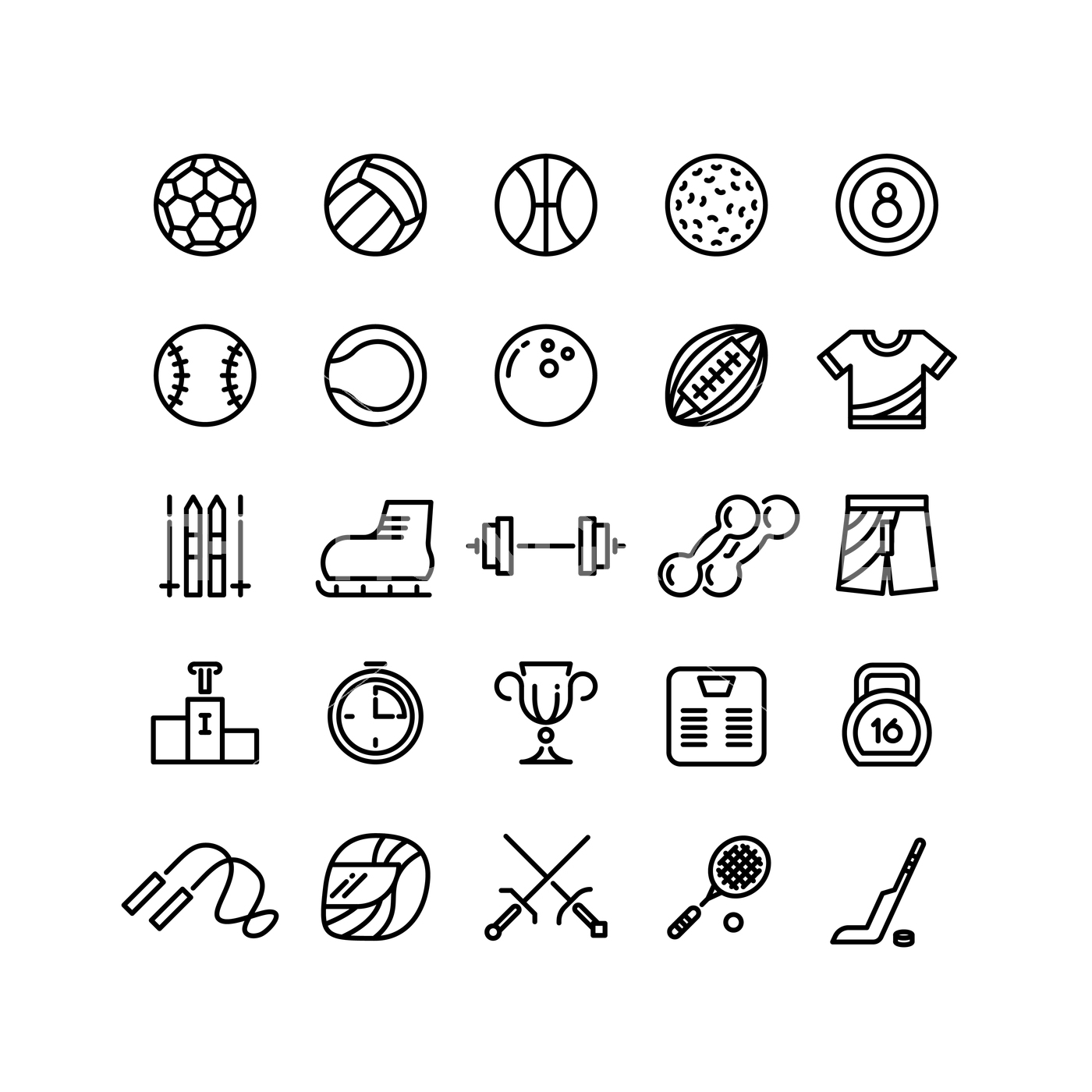 1400x1400 Sports Wear Equipment Line Vector Icons Set By Microvector