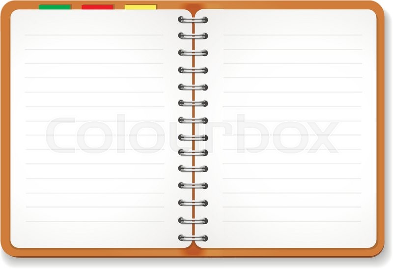 800x547 Illustration Of A Leather Notebook With Spiral, Colorful Tabs