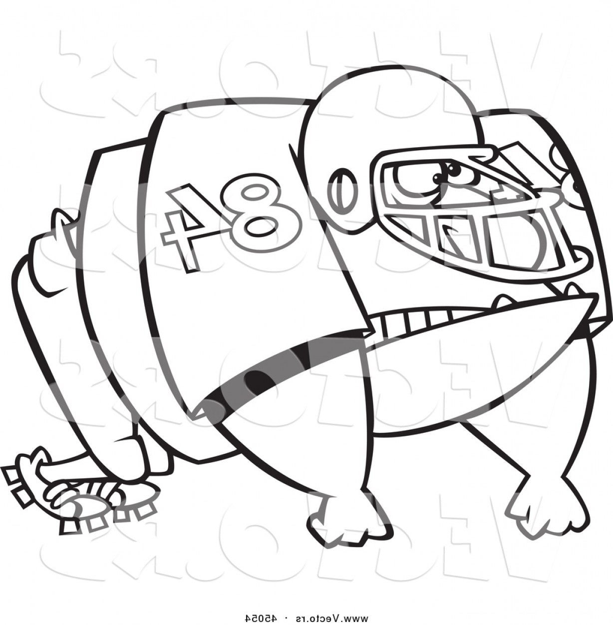 1228x1252 Vector Of A Black And White Lineart Huge American Football Lineman