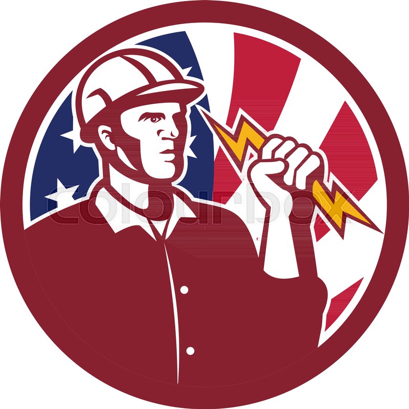 800x800 Icon Retro Style Illustration Of American Power Lineman Or