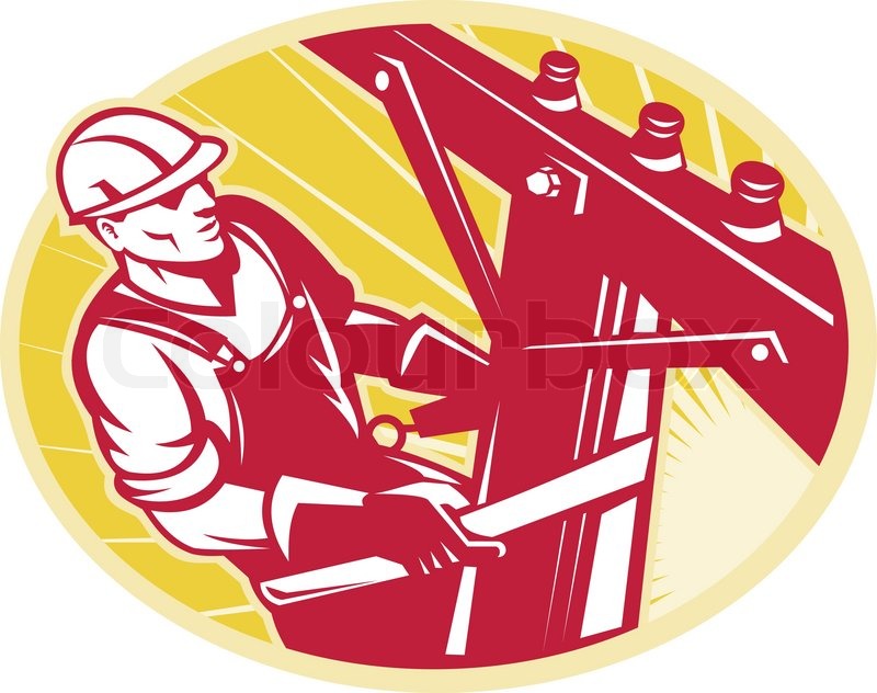 800x632 Lineworker Power Lineman Climbing Electric Pole Stock Vector