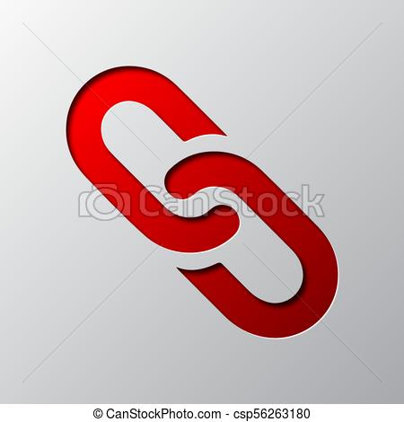 450x470 Paper Art Of The Red Chain Link Icon. Vector Illustration. Paper