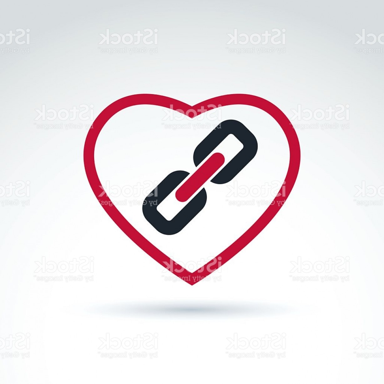 1228x1228 Vector Red Heart With Link Symbol Love Relationship Idea Gm