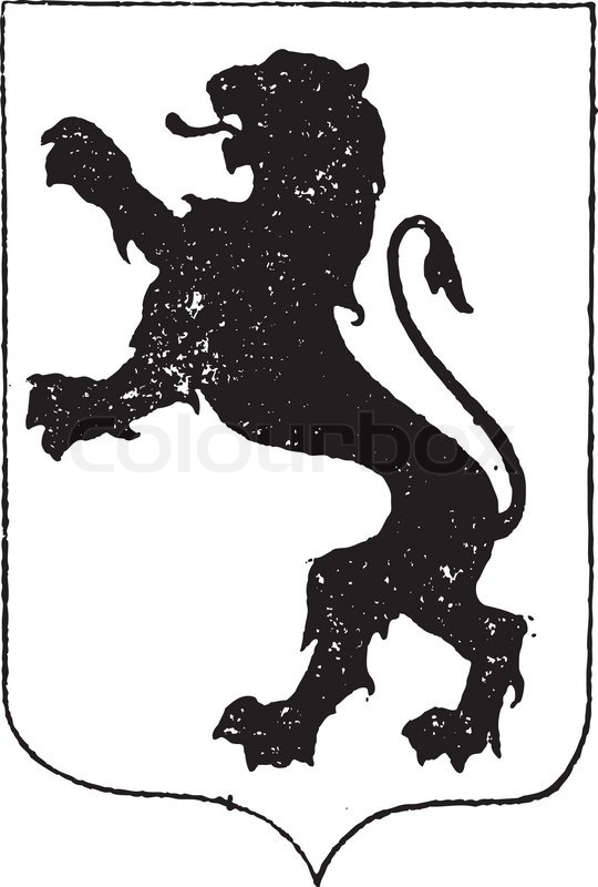 540x800 Standaing Lion In Coat Of Arms, Vintage Engraving Stock Vector