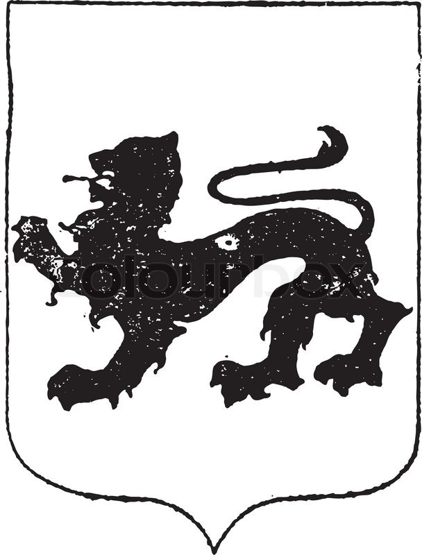 608x800 Walking Lion In Coat Of Arms, Vintage Engraving Stock Vector