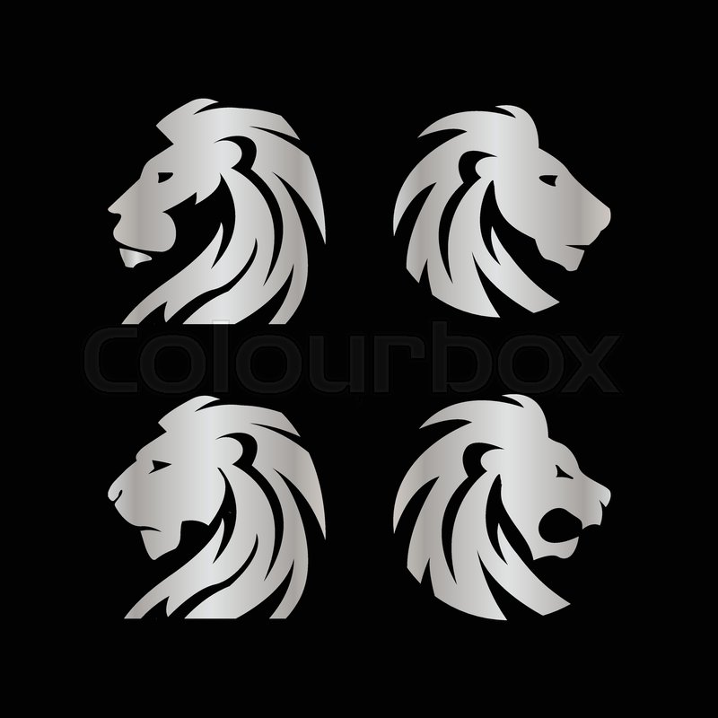 800x800 Elegant Silver Lion Crest Vector Design Concept Template Stock