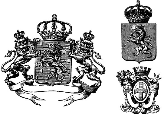 542x378 3 Heraldry Crests With Crowns, Lions, Banners Free Vector In