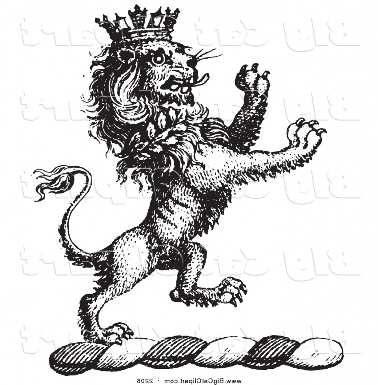 1228x1252 Big Cat Vector Clipart Of A Black And White Lion Crest With A