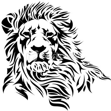 380x380 A Lion Head In Black And White. Tattoos Vector Art