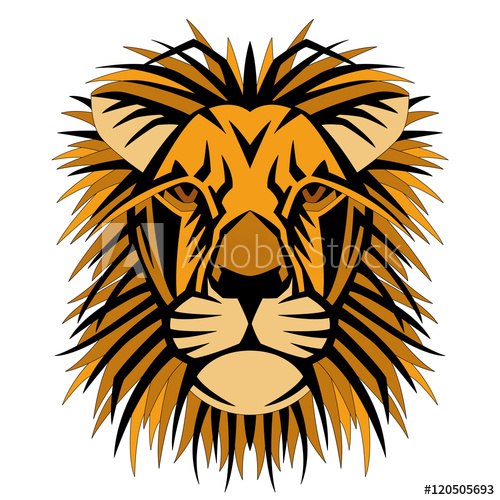 500x500 Lion Head Face Vector Illustration Style Geometric