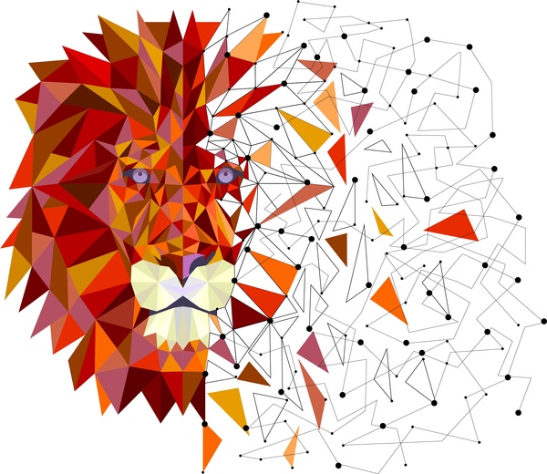 600x520 Lion Head In Geometric Design Vector Free Vector In Adobe