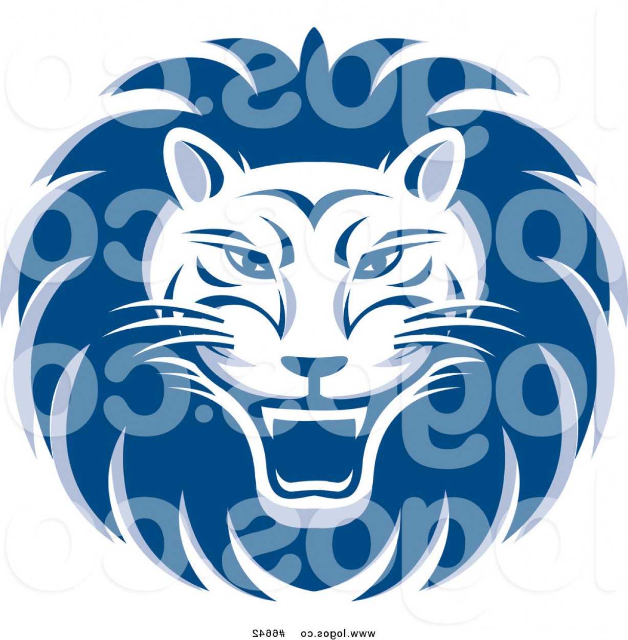 1228x1252 Royalty Free Vector Of A Blue Roaring Lion Face Logo By Lal Perera
