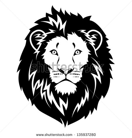 450x470 Lion Face Vector Lion Head Black Illustration Stock Vector