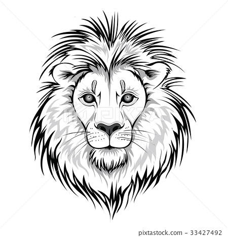 450x468 Lion Head Logo. Vector Illustration, Isolated
