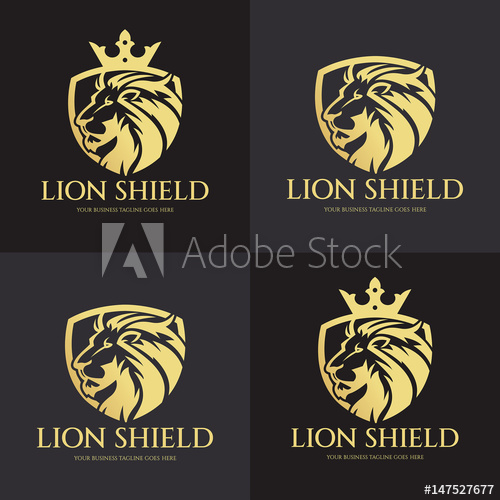 500x500 Lion Shield Logo Design Template. Lion Head Logo. Vector
