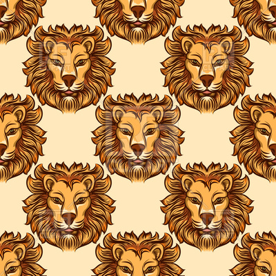 400x400 Seamless Color Lion Head Vector Image Vector Artwork Of