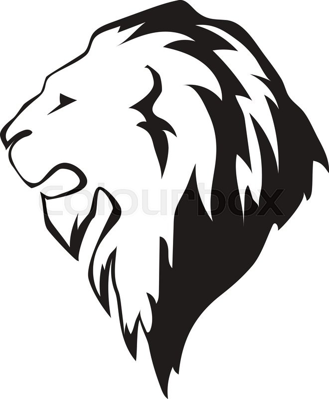 660x800 Lion Head In Profile. Template Logo For Your Design Stock Vector